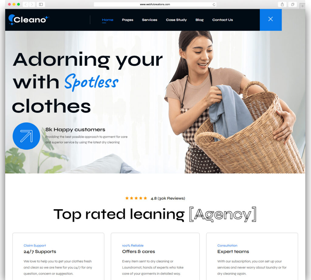 Cleano - Dry Cleaning & Laundry Service WordPress Theme