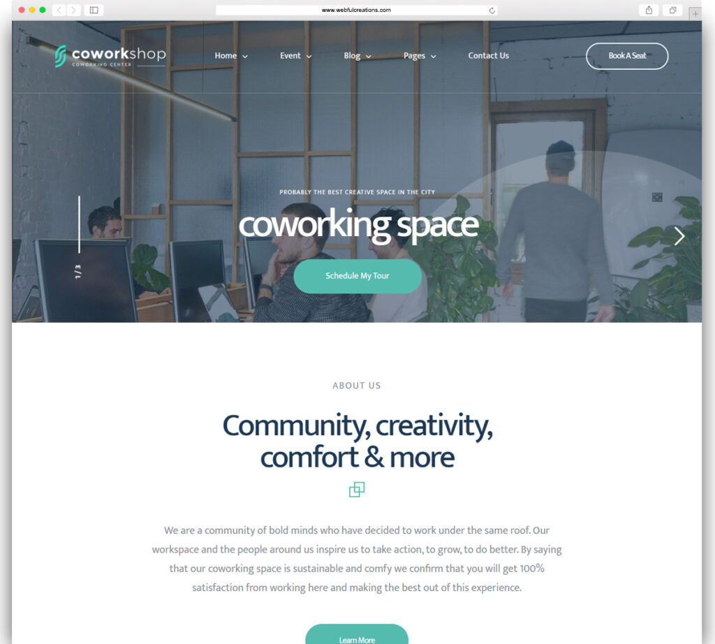 Coworkshop | Coworking Space WordPress Theme