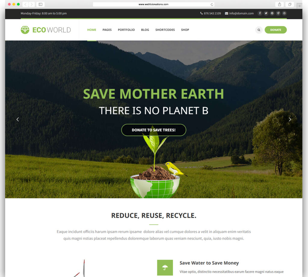 Eco World - Nature and Environmental WordPress Theme
