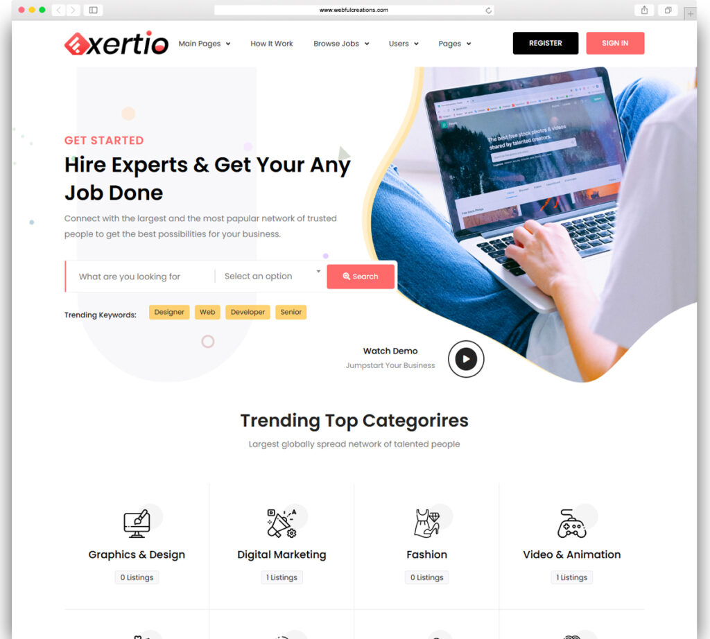 Exertio - Freelance Marketplace WordPress Theme