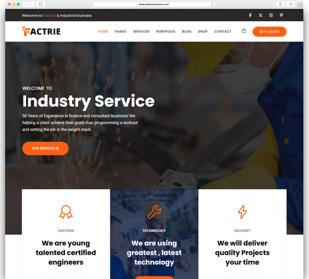 Factrie - Manufacturing & Industrial Factory WordPress Theme