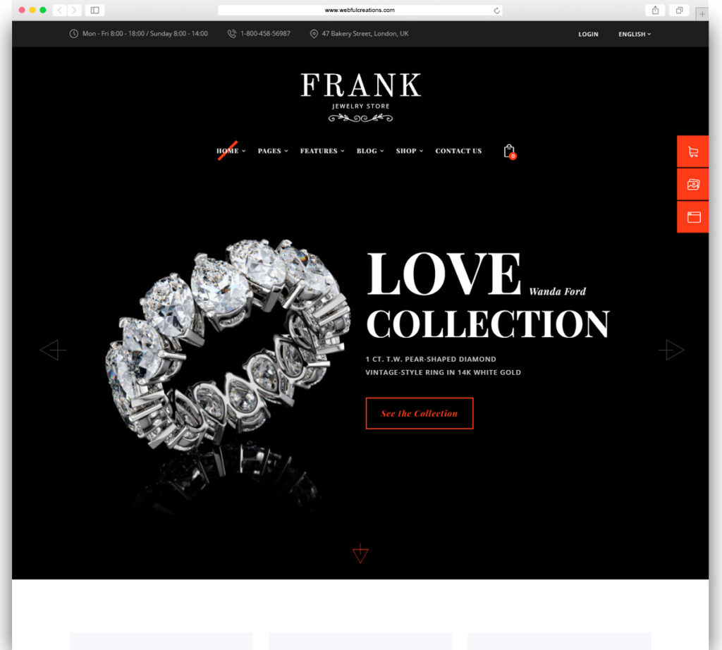 Frank Jewelry Store - Jewelry & Watches Theme