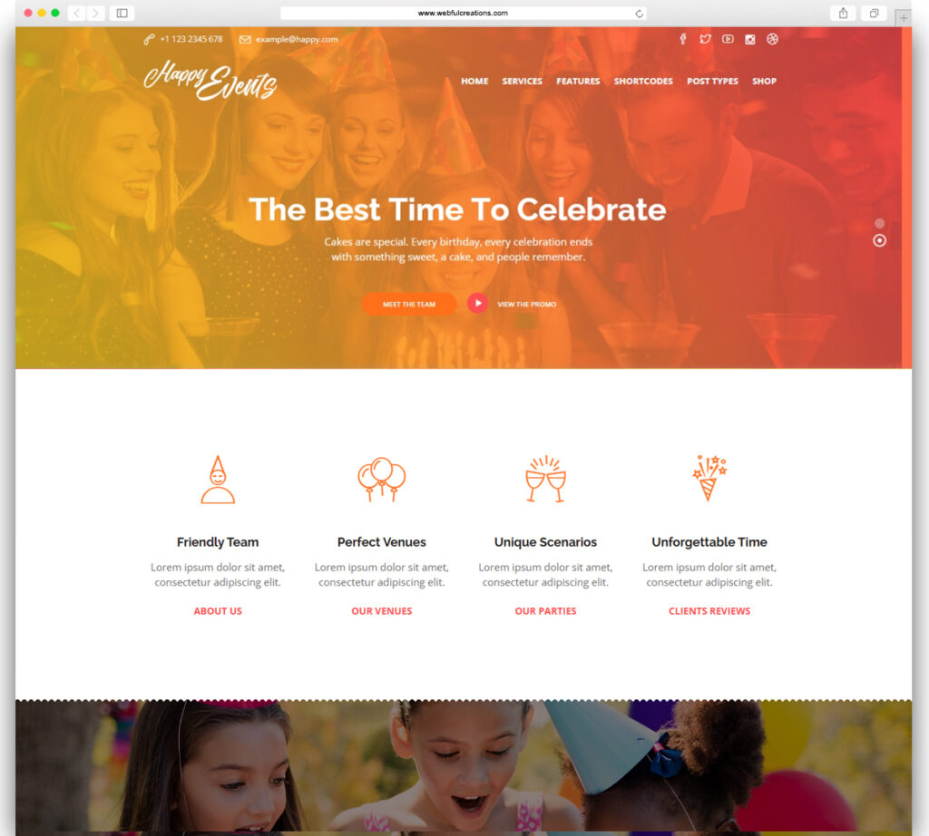 Happy Events - Holiday Planner & Event Agency WordPress Theme