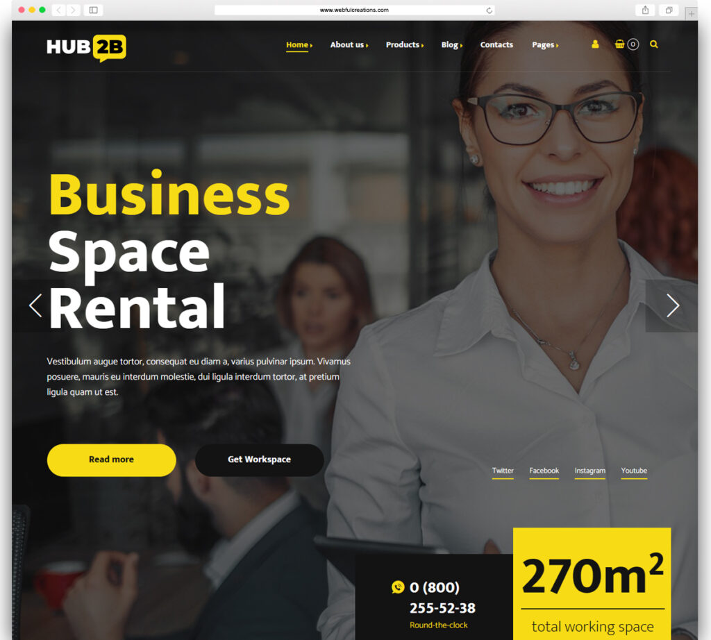 Hub2B - Coworking Space and Digital Agency WordPress Theme