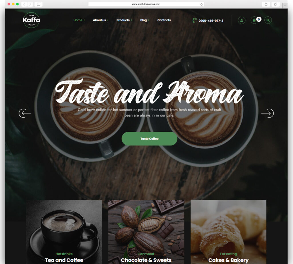 Kaffa - Cafe & Coffee Shop WordPress Theme + RTL