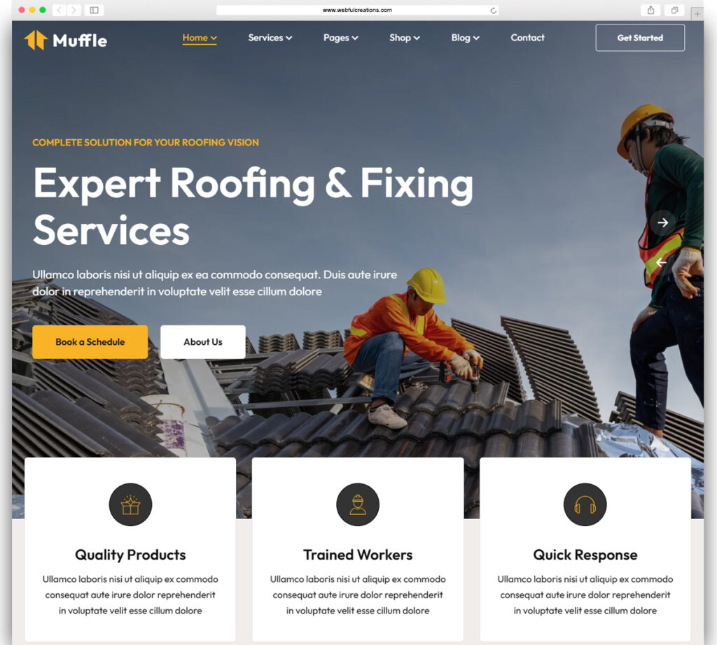 Muffle - Roofing Company WordPress Theme