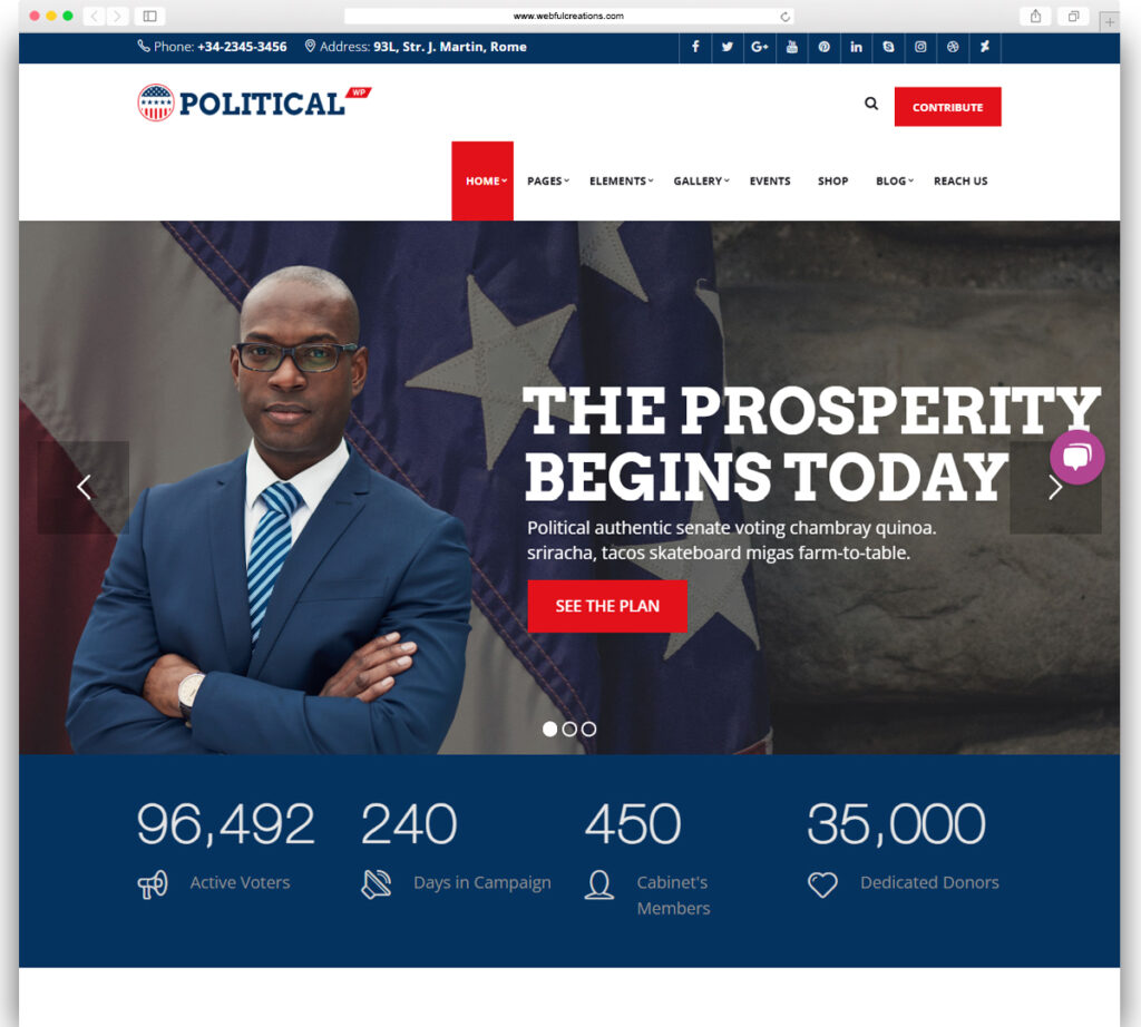 PoliticalWP - Political Campaign WordPress Theme
