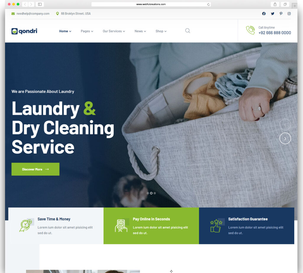 Qondri - Dry Cleaning & Laundry Services WordPress Theme