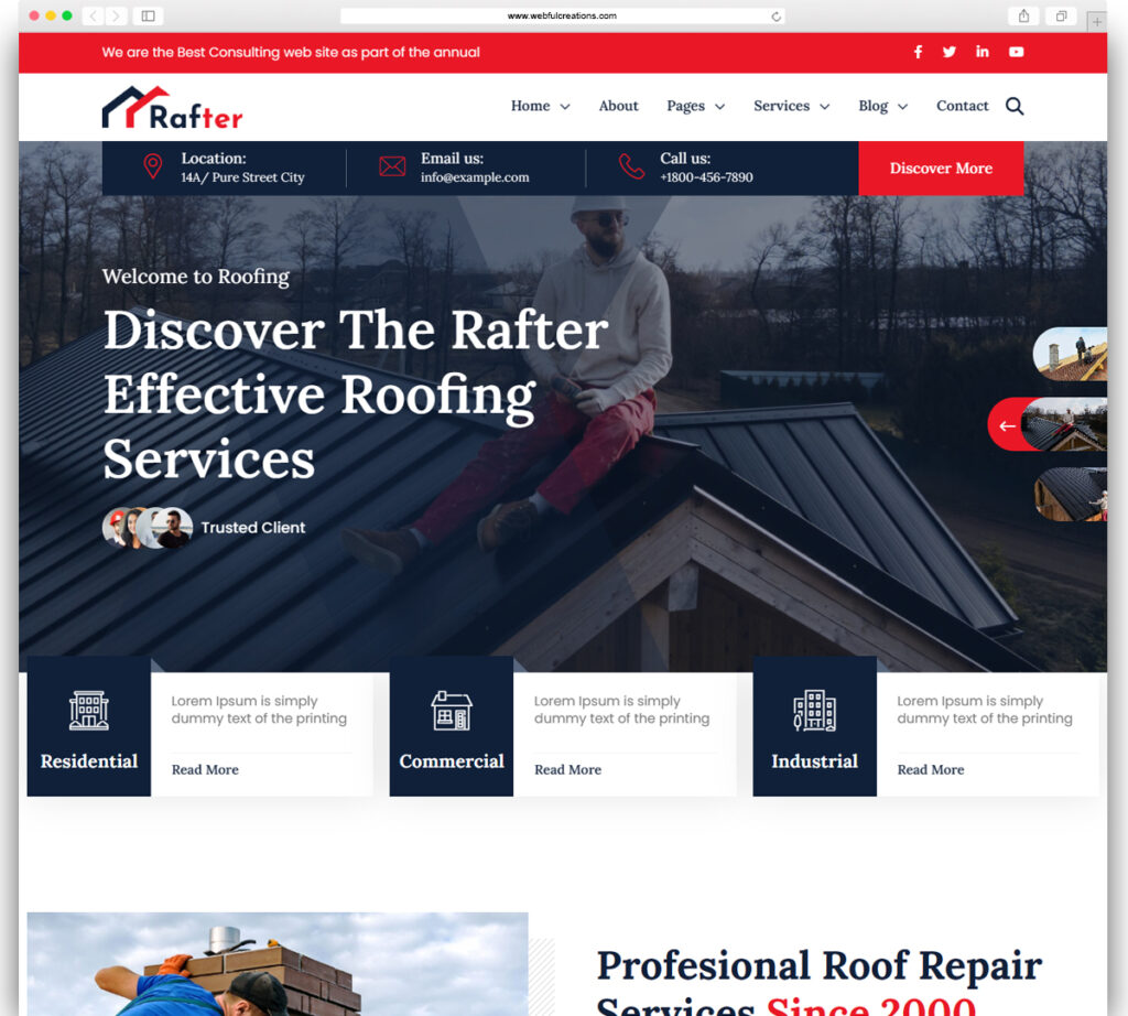 Rafter – Roofing Services WordPress Theme
