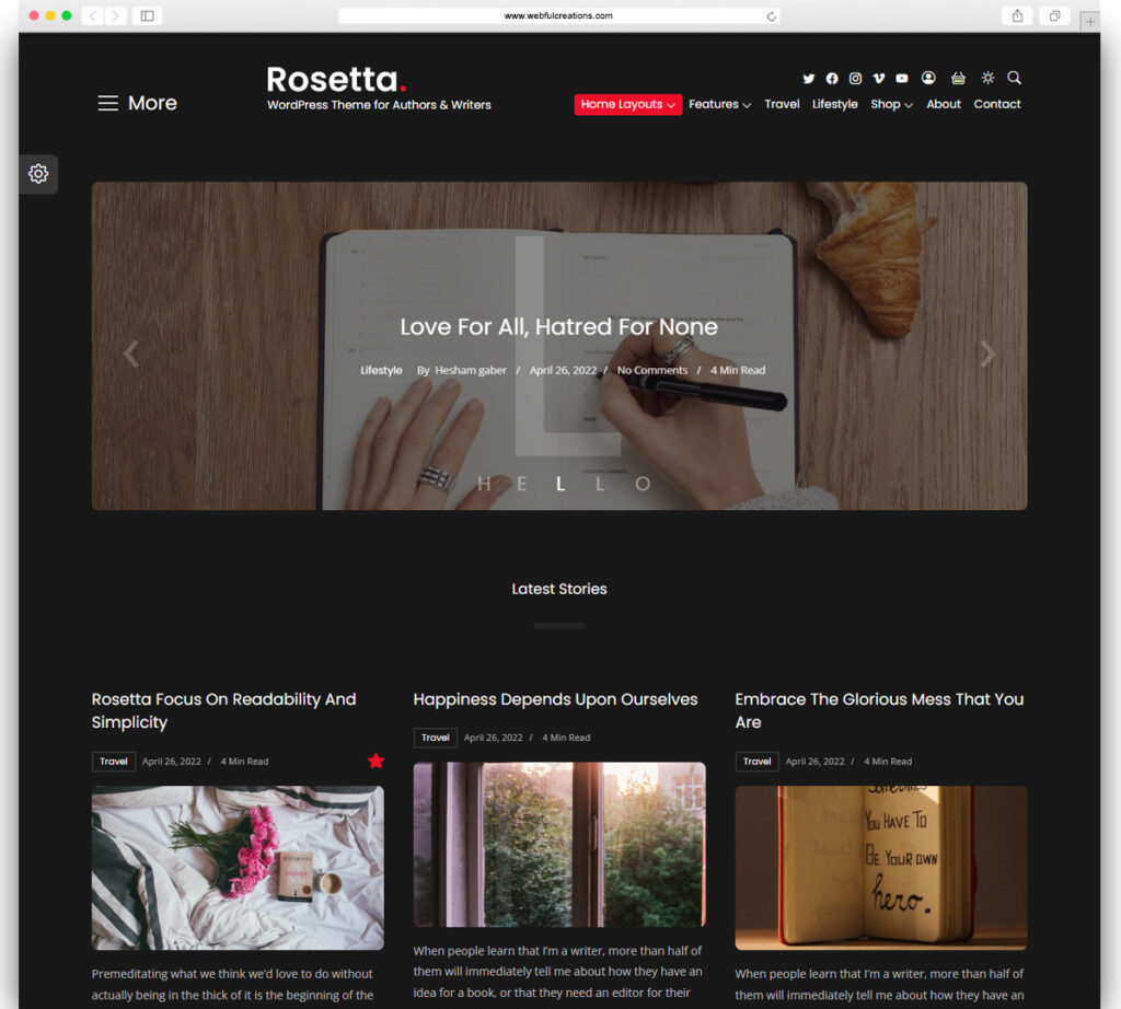 Rosetta - Minimalist & Typography Based WordPress Blog Theme