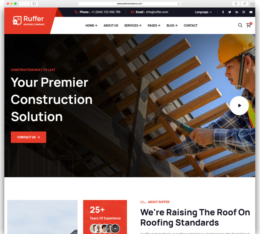 Ruffer - Roof Construction & Repair WordPress Theme