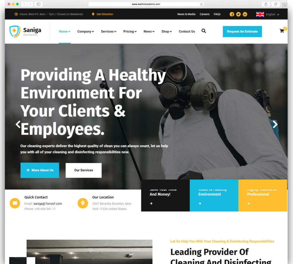 Saniga - Disinfection & Sanitizing WordPress Theme