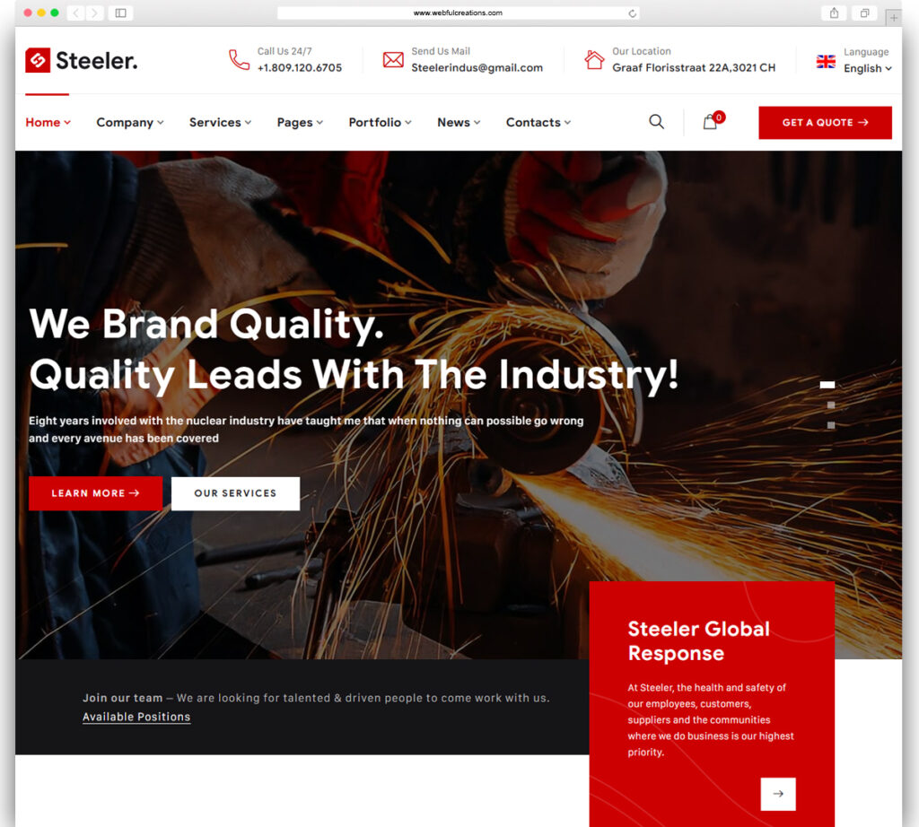 Steeler - Industrial & Manufacturing WordPress Theme