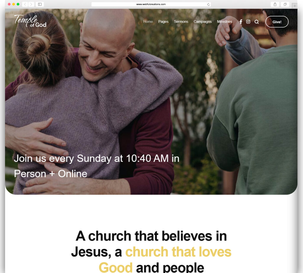 Temple of God - Religion and Church WordPress Theme