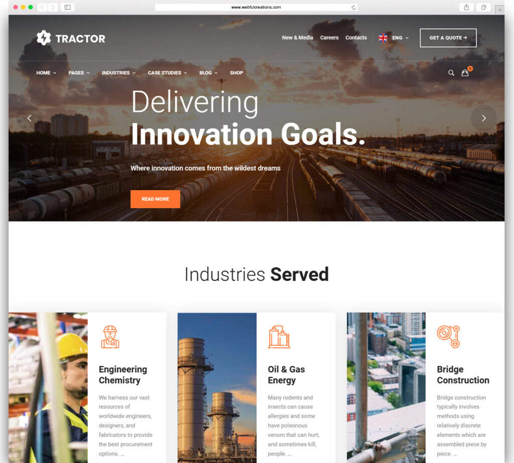 Tractor - Industrial, Industry & Manufacturing WordPress Theme