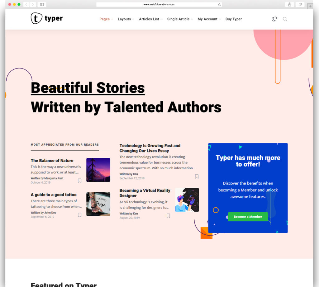 Typer - Amazing Blog and Multi Author Publishing Theme