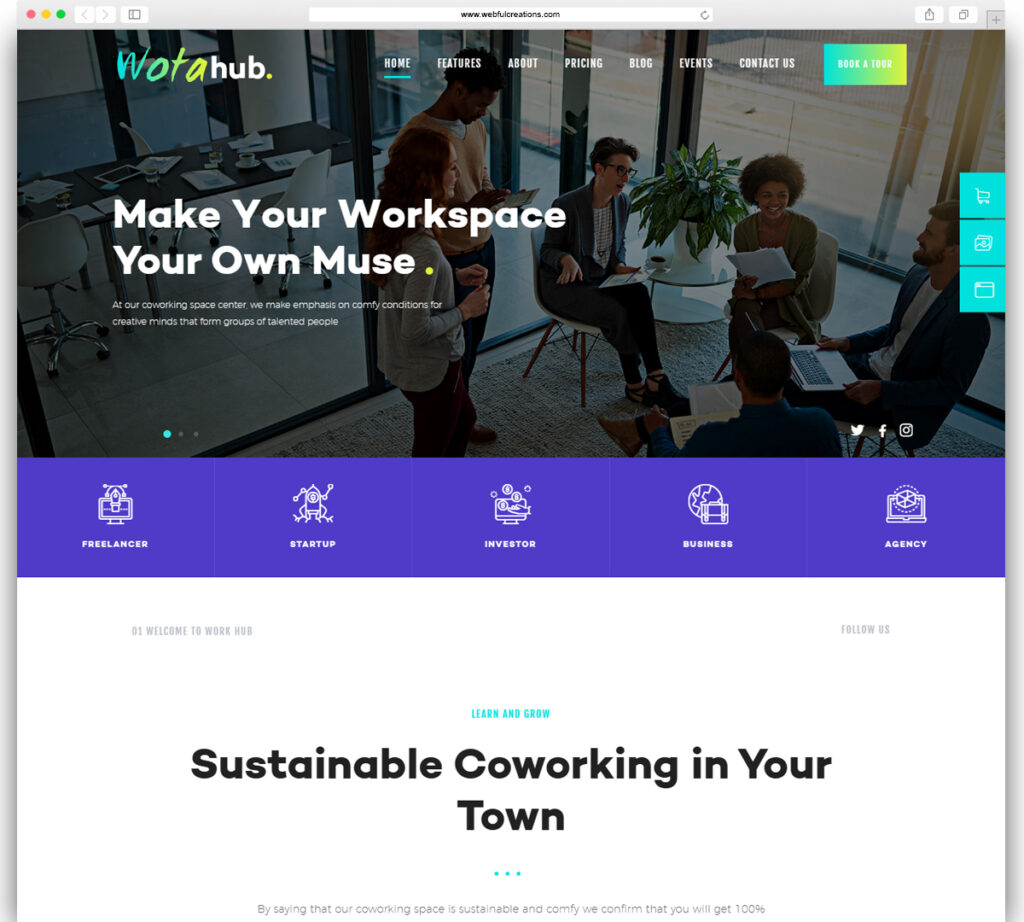 WotaHub | Coworking Space WordPress Theme
