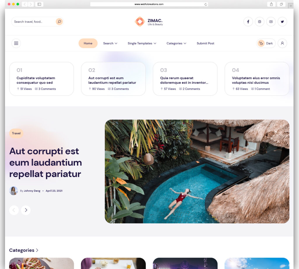 Zimac - Multi Author Publishing WordPress Theme