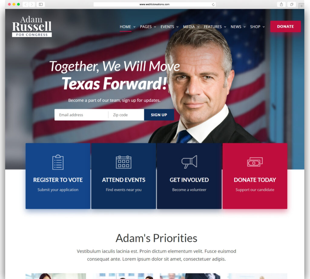 inForward - Political Campaign and Party WordPress Theme