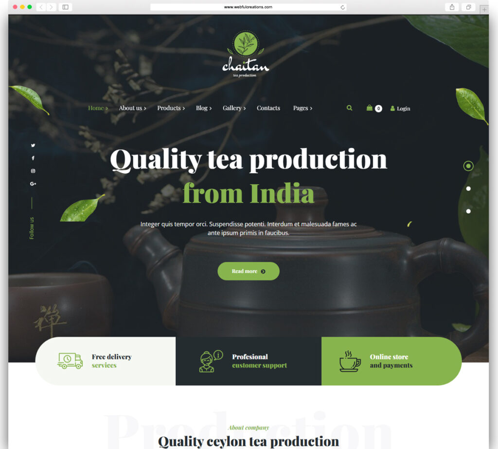 Chaitan - Tea Production Company & Organic Store WordPress Theme