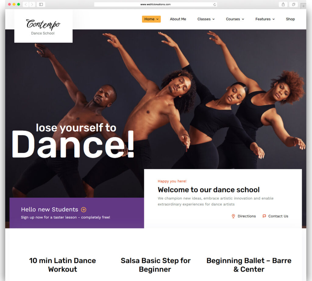 Contempo - Dance School WordPress Theme