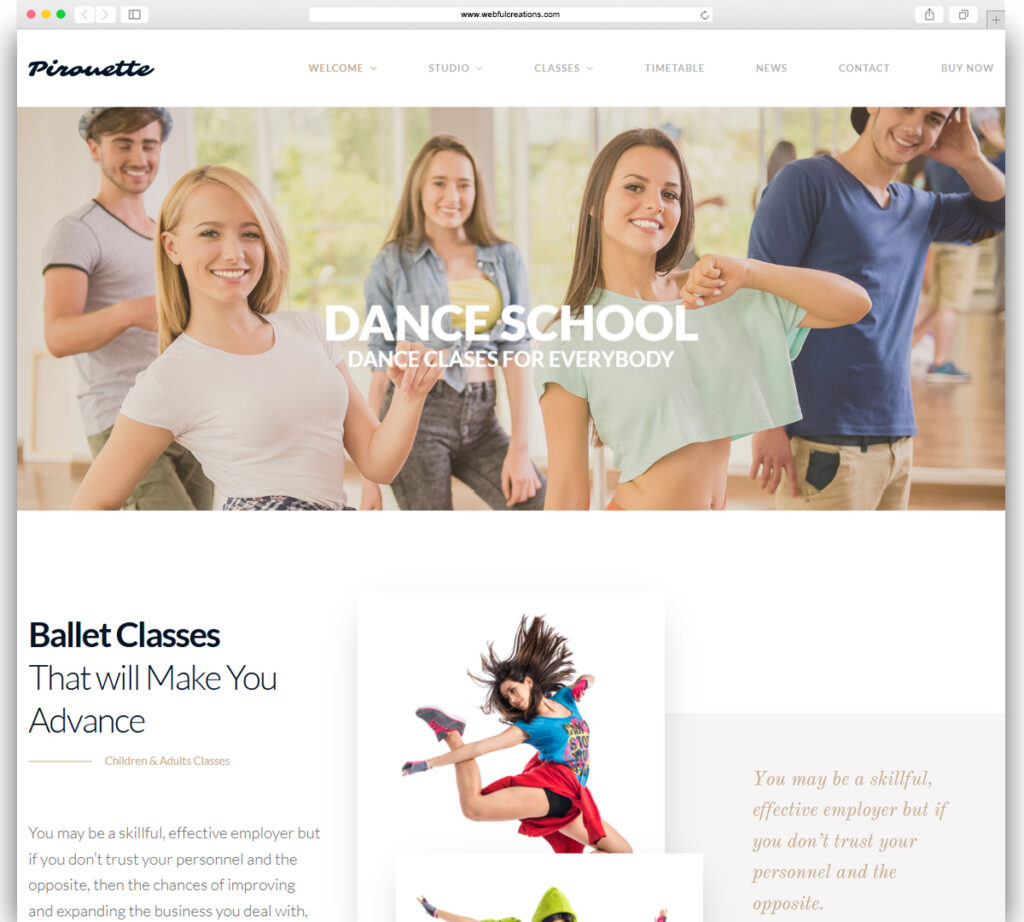 Dance WordPress Theme - Dancing Academy