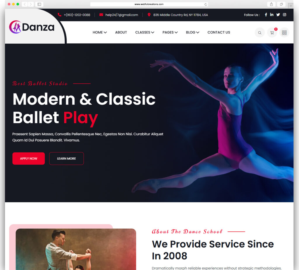 Danza – Dancing School and Ballet Studio WordPress Theme