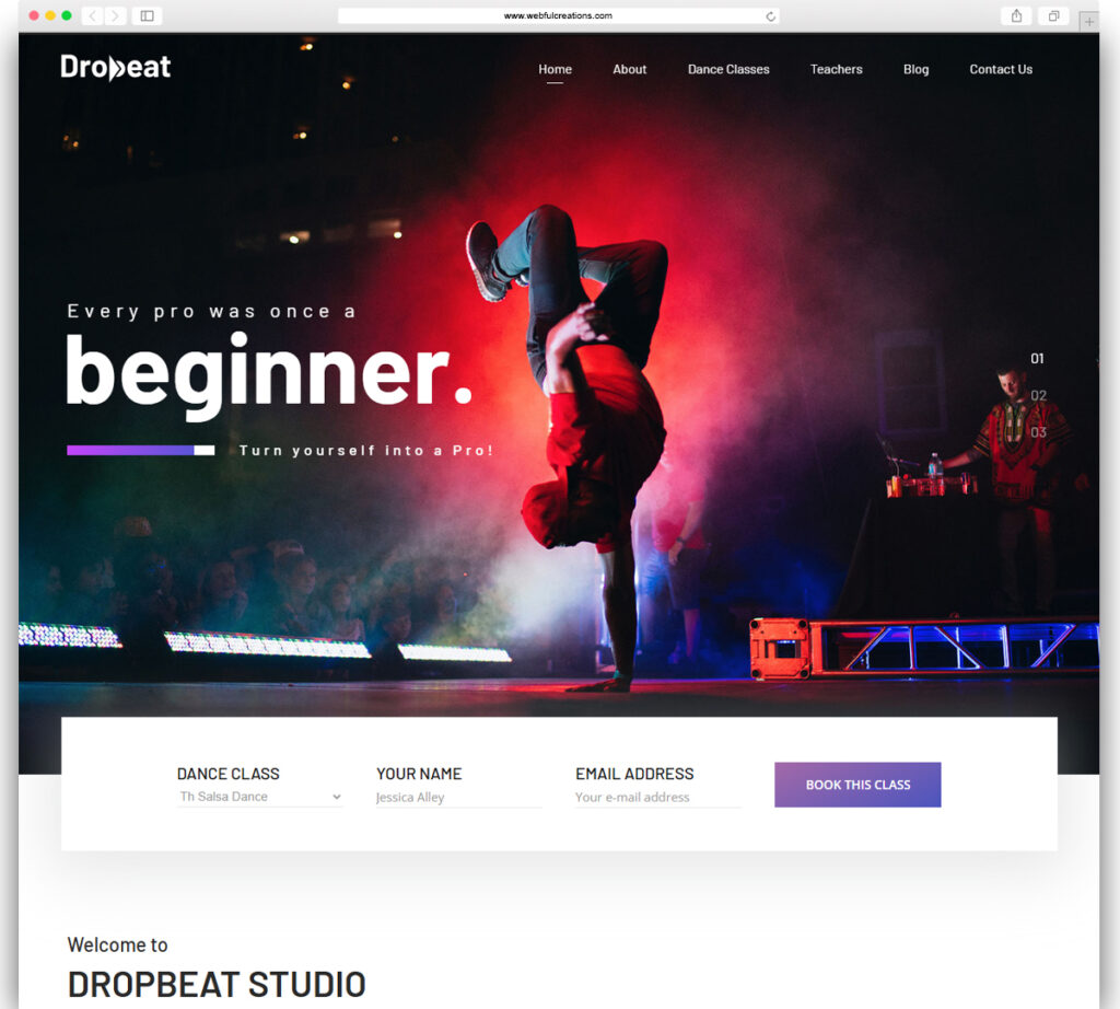 Dropbeat - Creative Dance Studio WordPress Theme