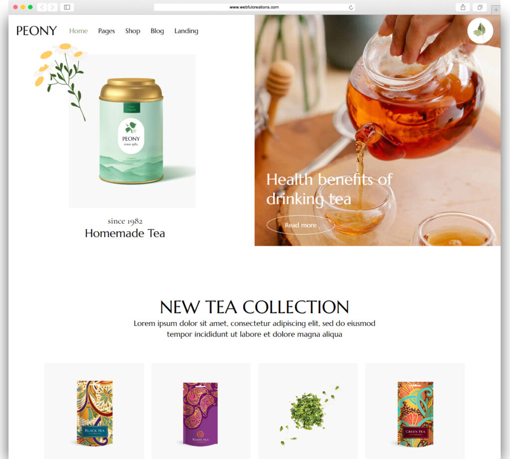 Peony - Organic Tea and Herbal Shop WordPress Theme