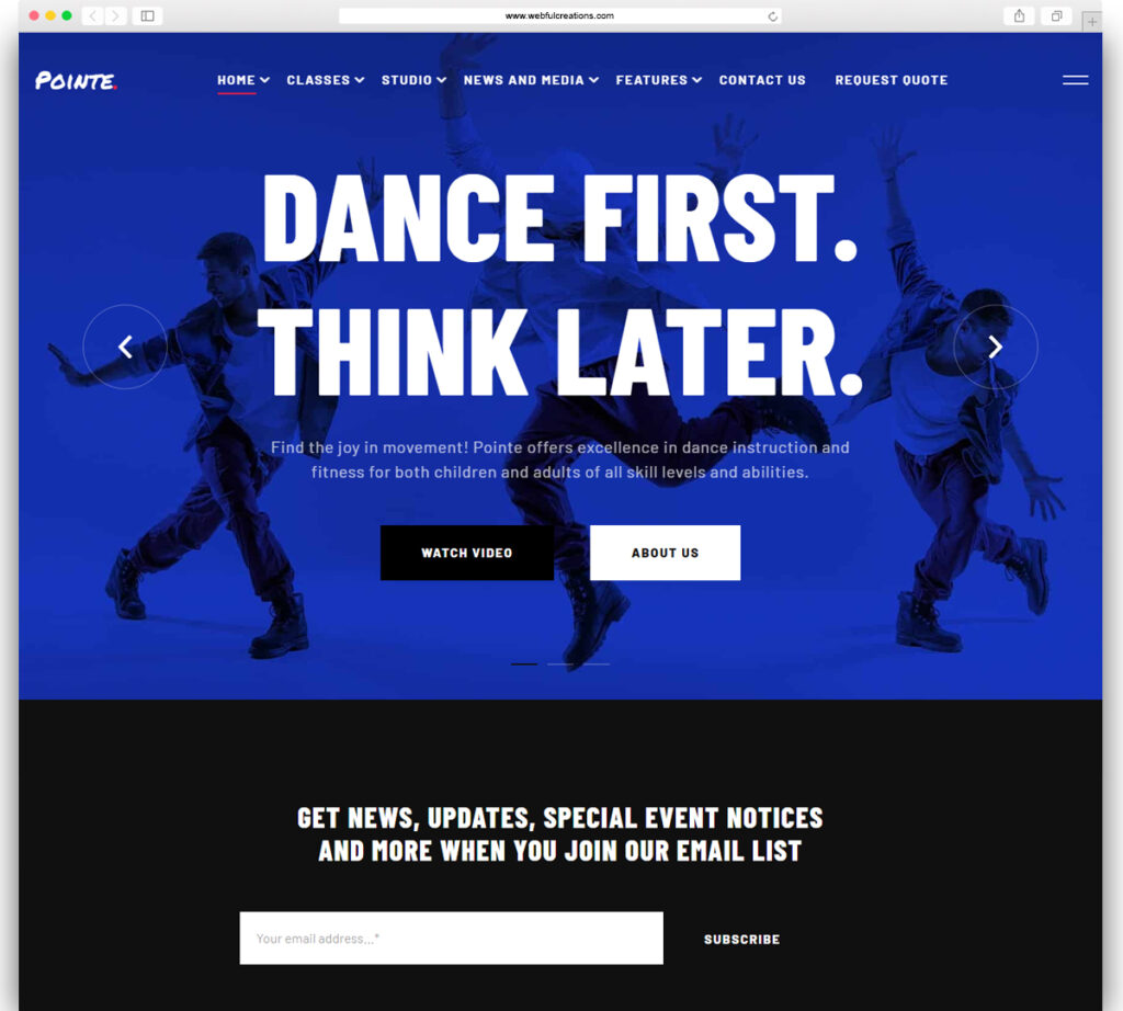 Pointe - Dance Studio WordPress