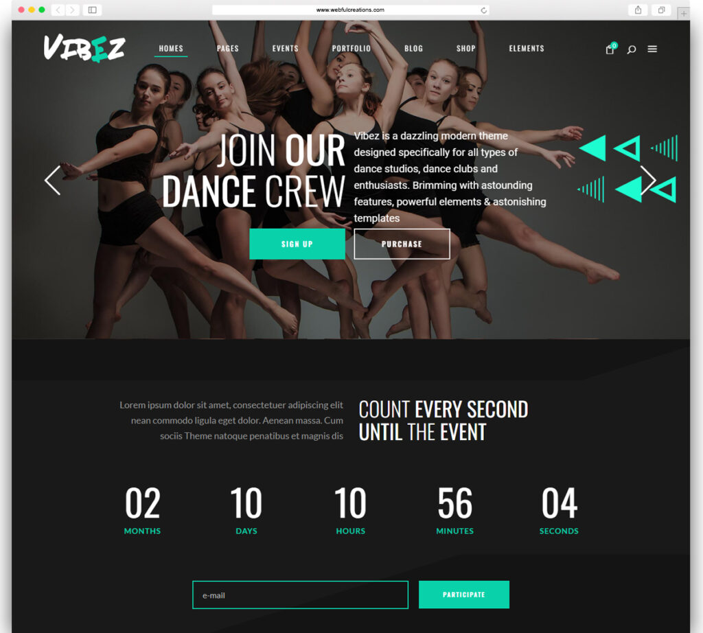 Vibez - Dynamic Theme for Dance Studios and Instructors